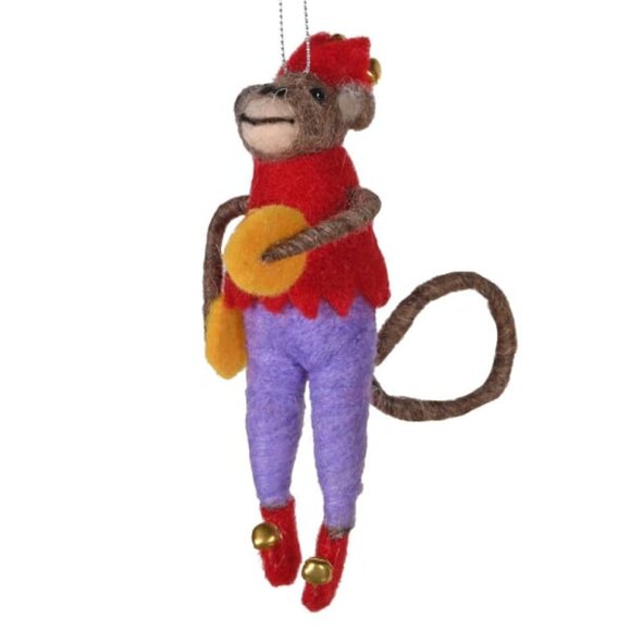 Felted Monkey Christmas Ornament – Band of Friends | Circus Style Ornament - Picture 10 of 10
